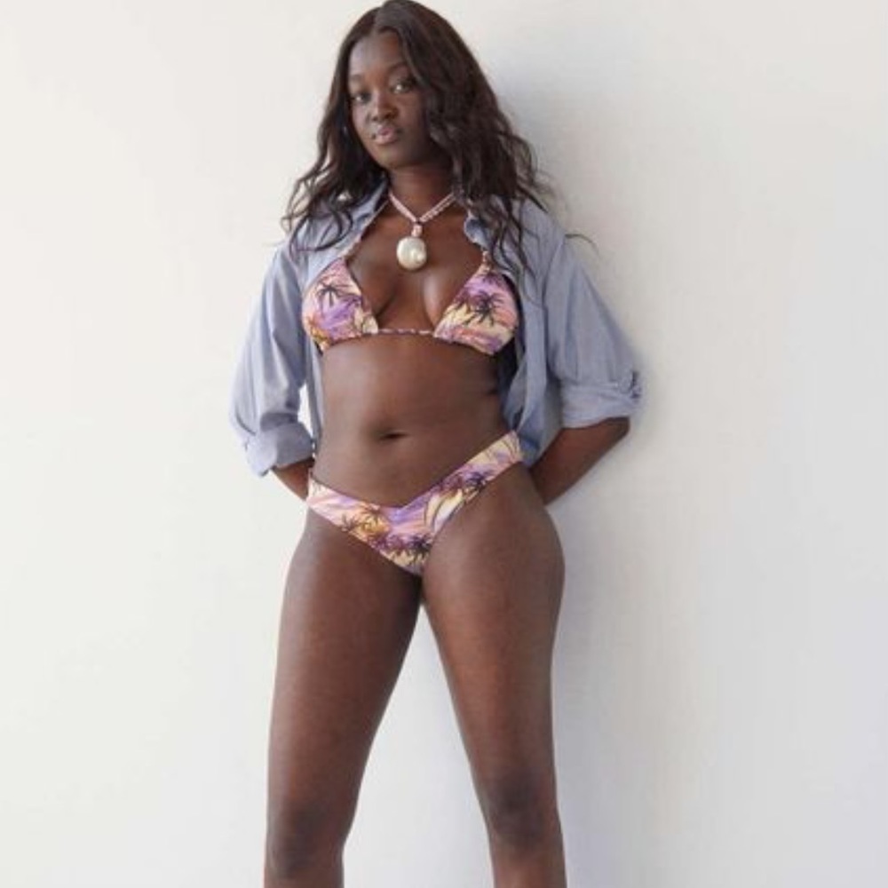 NWT UO Out From Under Dylan Palm Airbrush V Cut Bikini Swim Bottom